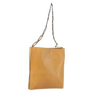 Authentic GUCCI Shoulder Bag Leather Brown Gold